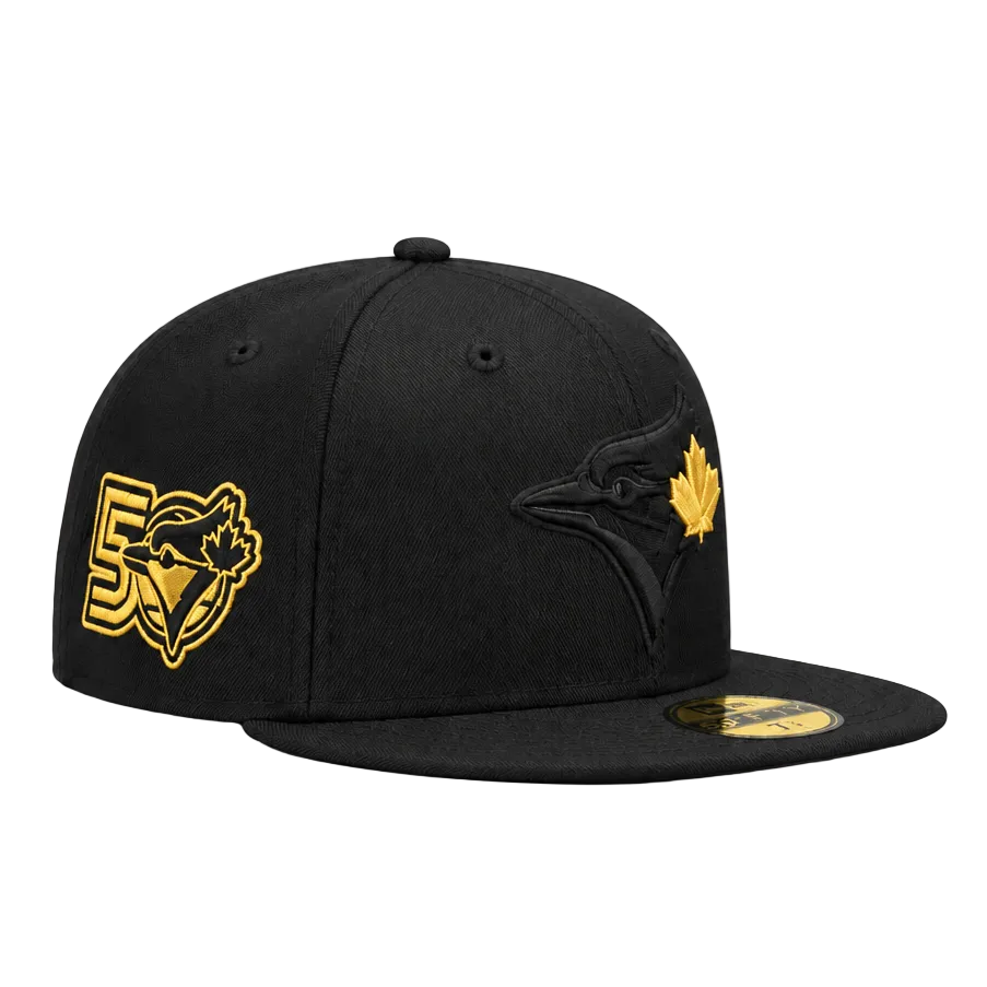 59FIFTY NEW ERA MLB 50TH ANNIVERSARY TORONTO BLUE JAYS BLACK & GOLD FITTED HAT