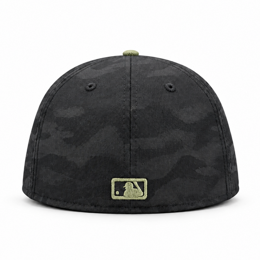 59FIFTY NEW ERA MLB 50TH ANNIVERSARY TORONTO BLUE JAYS BLACK CAMO & OLIVE GREEN FITTED HAT