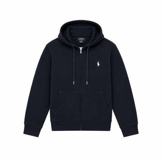 POLO RALPH LAUREN MEN'S DOUBLE KNIT FULL ZIP-UP HOODIE & JOGGER NAVY BLUE 2-PIECE SET