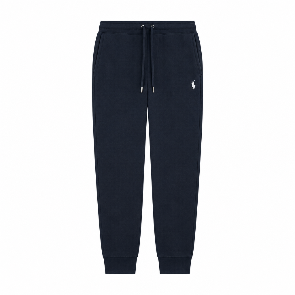 POLO RALPH LAUREN MEN'S DOUBLE KNIT FULL ZIP-UP HOODIE & JOGGER NAVY BLUE 2-PIECE SET