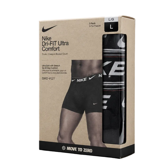 NIKE MEN'S DRI-FIT ULTRA COMFORT 3-PACK ALL BLACK BOXERS