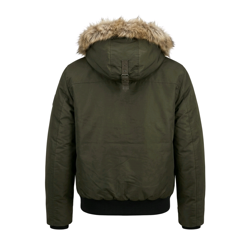 SEAN JOHN MEN'S FAUX FUR OLIVE GREEN WINTER BOMBER JACKET