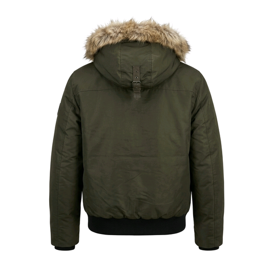SEAN JOHN MEN'S FAUX FUR OLIVE GREEN WINTER BOMBER JACKET