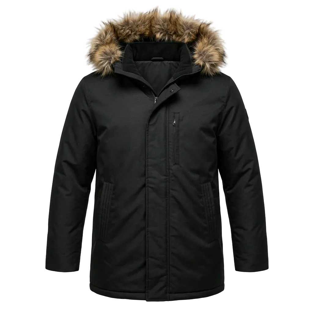 SEAN JOHN MEN'S FAUX FUR BLACK WINTER BOMBER JACKET