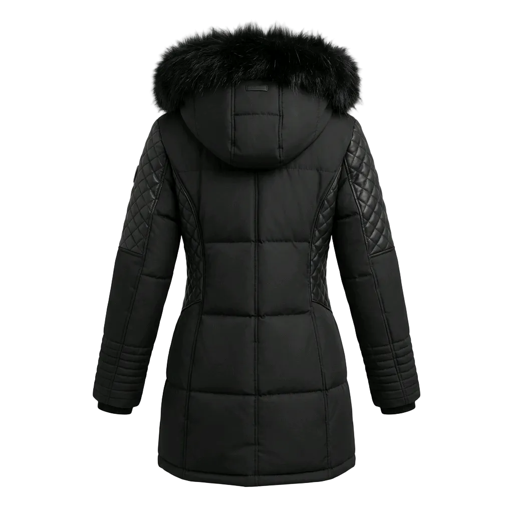 NOIZE OUTERWEAR WOMEN'S PU LONG LENGTH BLACK JACKET