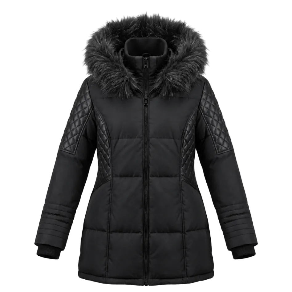 NOIZE OUTERWEAR WOMEN'S PU LONG LENGTH BLACK JACKET