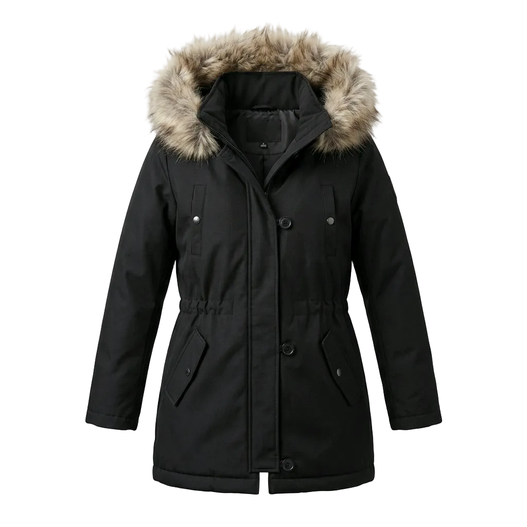 WOMEN'S ONLY IRIS FUR PARKA BLACK WINTER JACKET