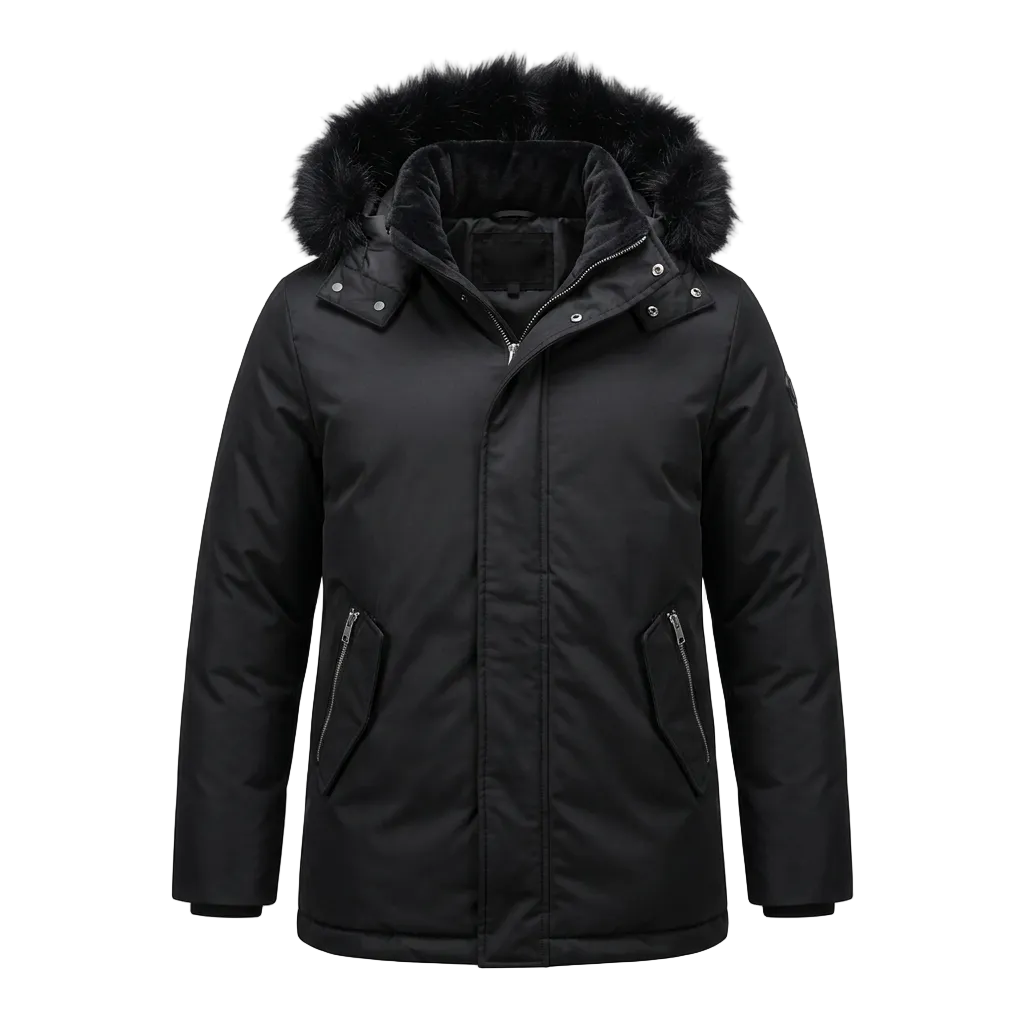 NOIZE DIVISION CHRIS QUILTED LONG PARKA BLACK WINTER JACKET
