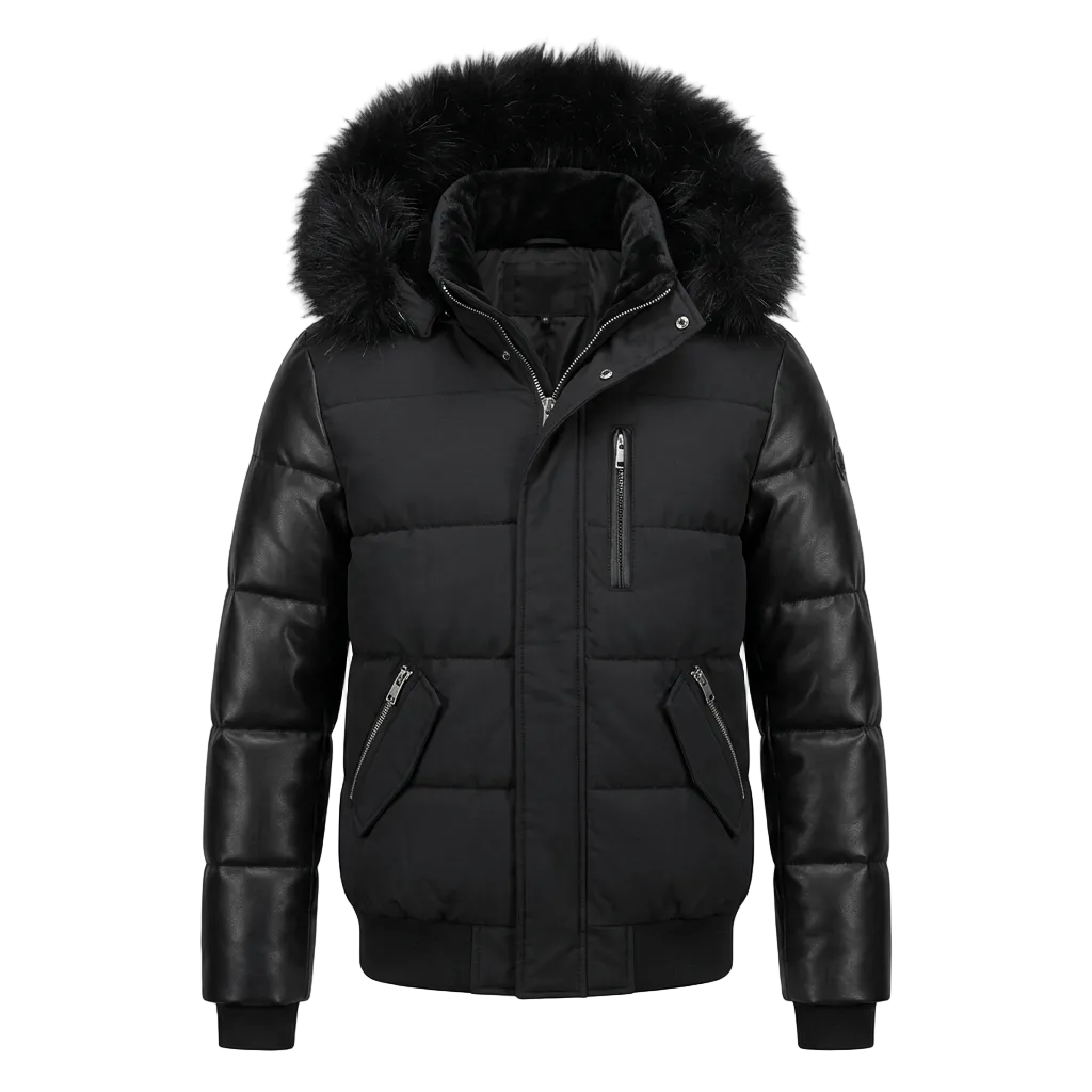 NOIZE MEN'S NIXON-P BLACK BOMBER JACKET