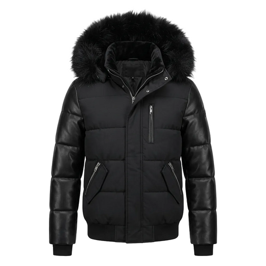 NOIZE MEN'S NIXON-P BLACK BOMBER JACKET