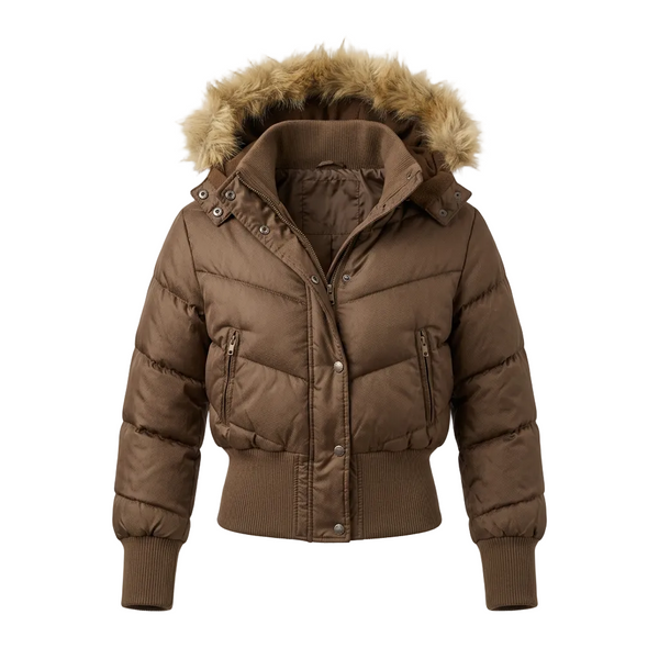 MATRIXX WOMEN'S CROPPED BROWN WINTER JACKET