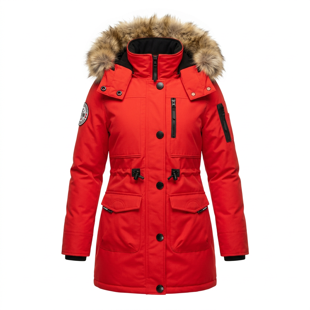 NOIZE DIVISION BETTY WOMEN'S FIRE RED PARKA WINTER JACKET