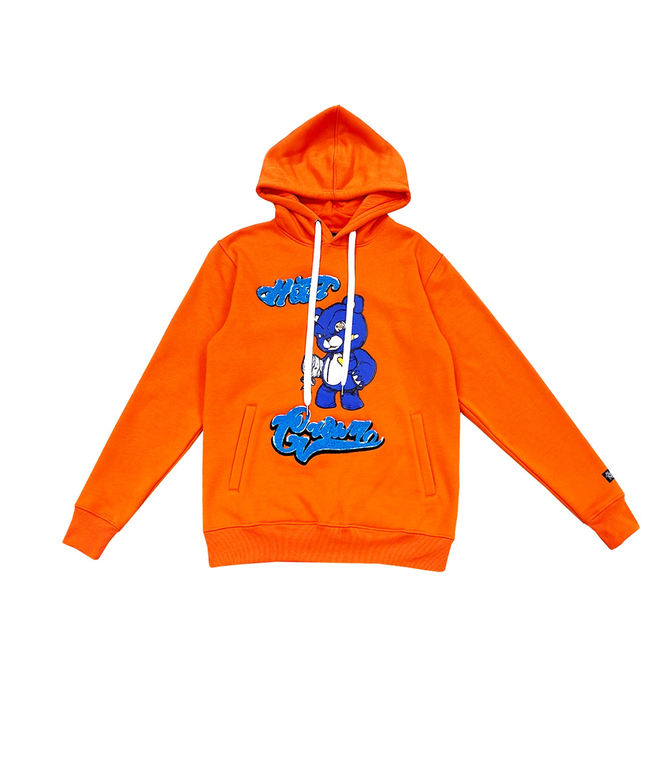 BLEECKER & MERCER MEN'S BEAR GRAPHIC FLEECE HOODIE (ORANGE)