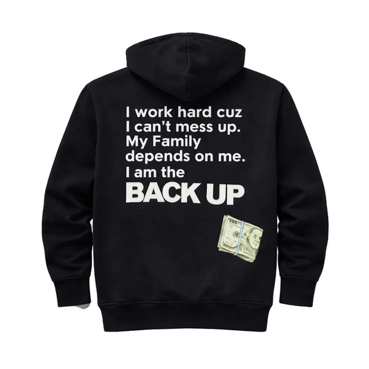 SWITCH REMARKABLE MEN'S PU PATCHED BACK UP HOODIE (BLACK)