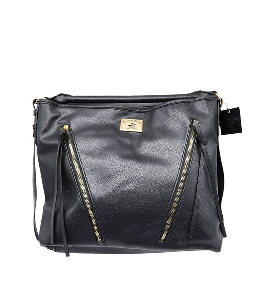 BEVERLY HILLS WOMEN'S BLACK FANCY HAND BAG
