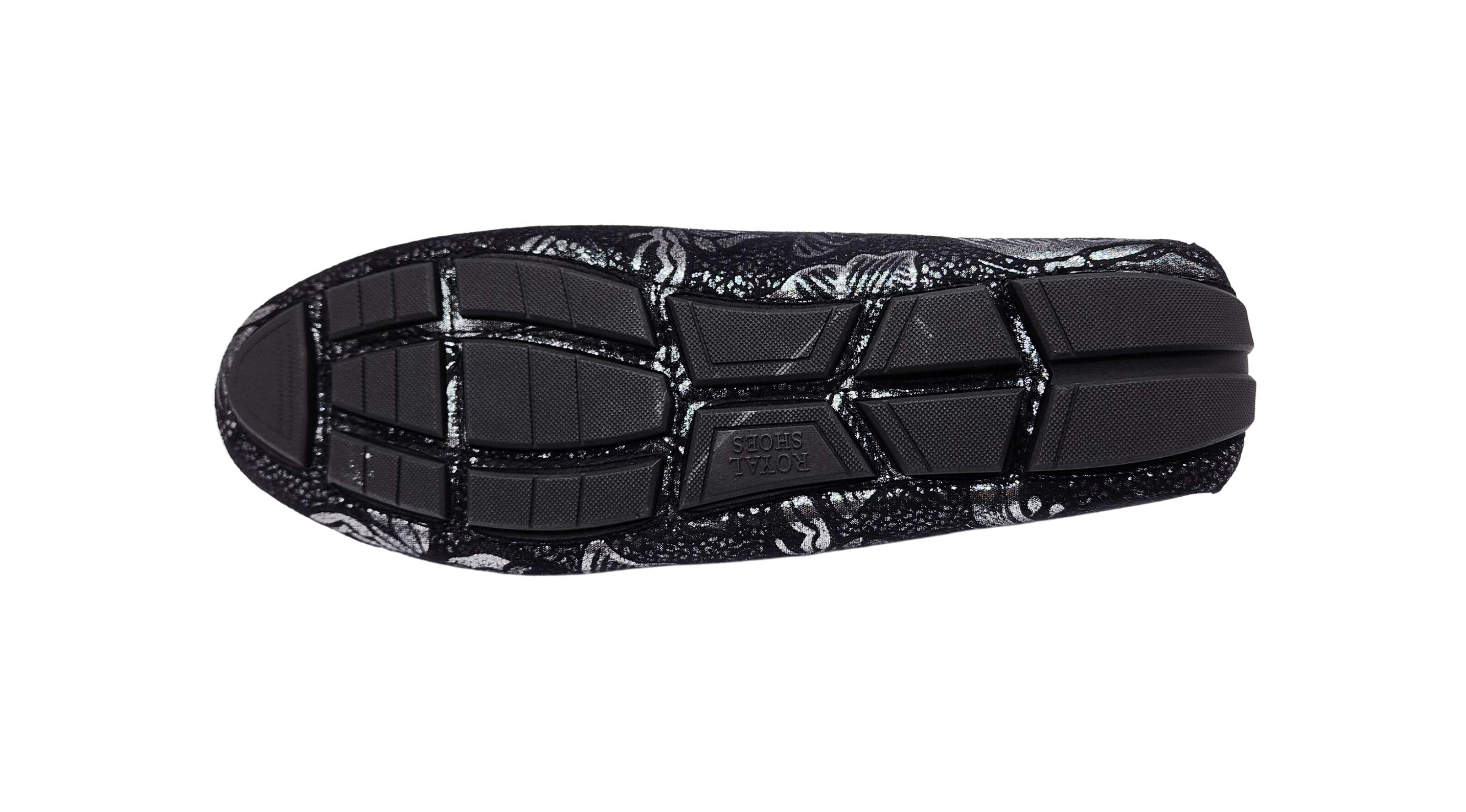 ROYAL MEN'S DESIGNER DRIVER SHOES (BLACK/SILVER)