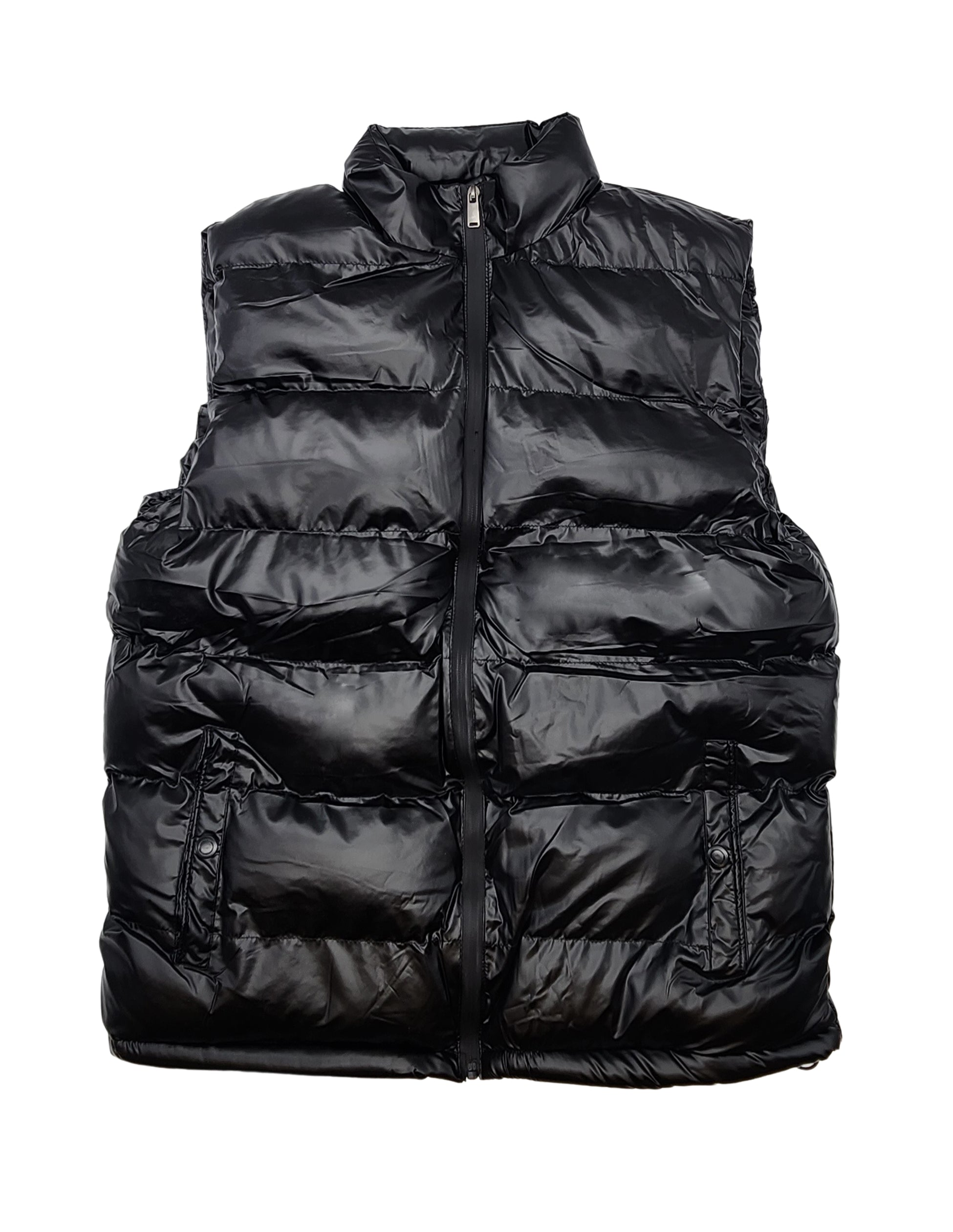 THE IMAGE MEN'S PU LEATHER W/ INNER FLEECE LINING VEST (BLACK)