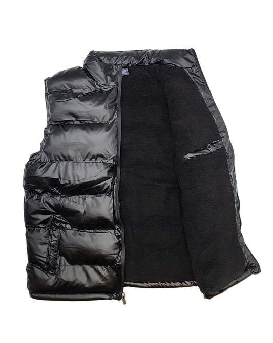 THE IMAGE MEN'S PU LEATHER W/ INNER FLEECE LINING VEST (BLACK)