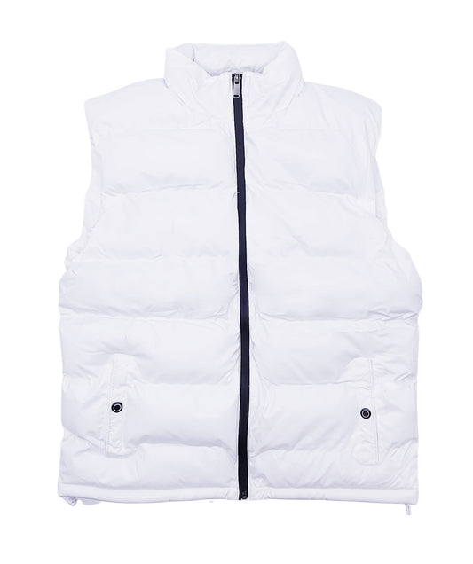 THE IMAGE MEN'S PU LEATHER W/ INNER FLEECE LINING VEST (WHITE)