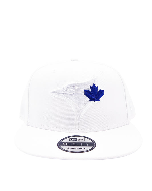 NEW ERA 9FIFTY TORONTO BLUE JAYS WHITE W/ ROYAL BLUE LEAF SNAPBACK HAT