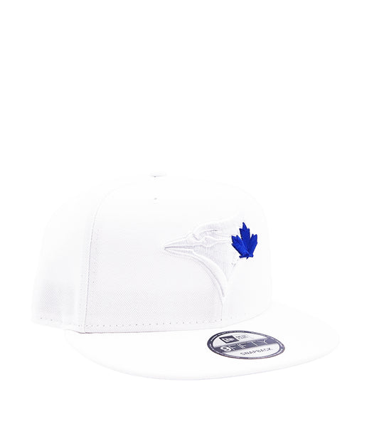 NEW ERA 9FIFTY TORONTO BLUE JAYS WHITE W/ ROYAL BLUE LEAF SNAPBACK HAT