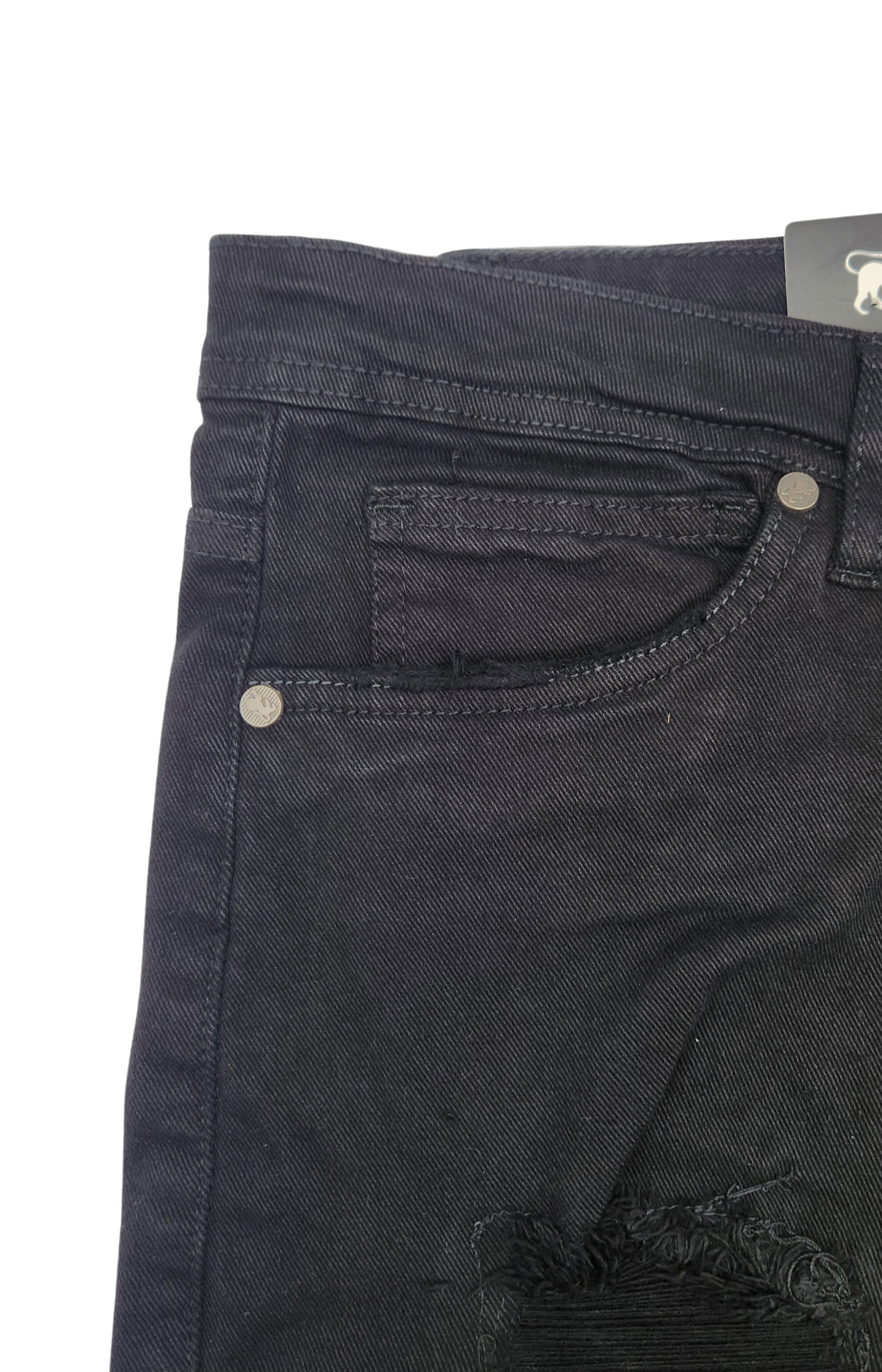 MEN'S ONE CULTURE BLACK SLIM FIT RIPPED JEANS