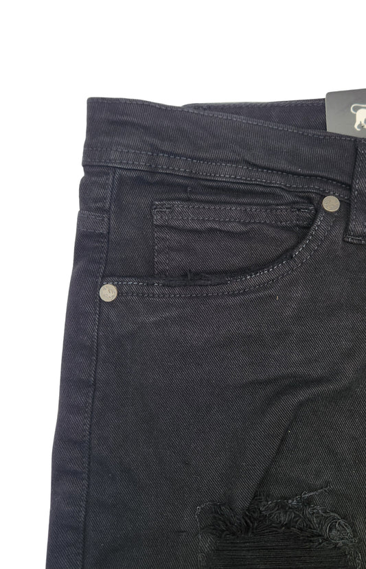 MEN'S ONE CULTURE BLACK SLIM FIT RIPPED JEANS