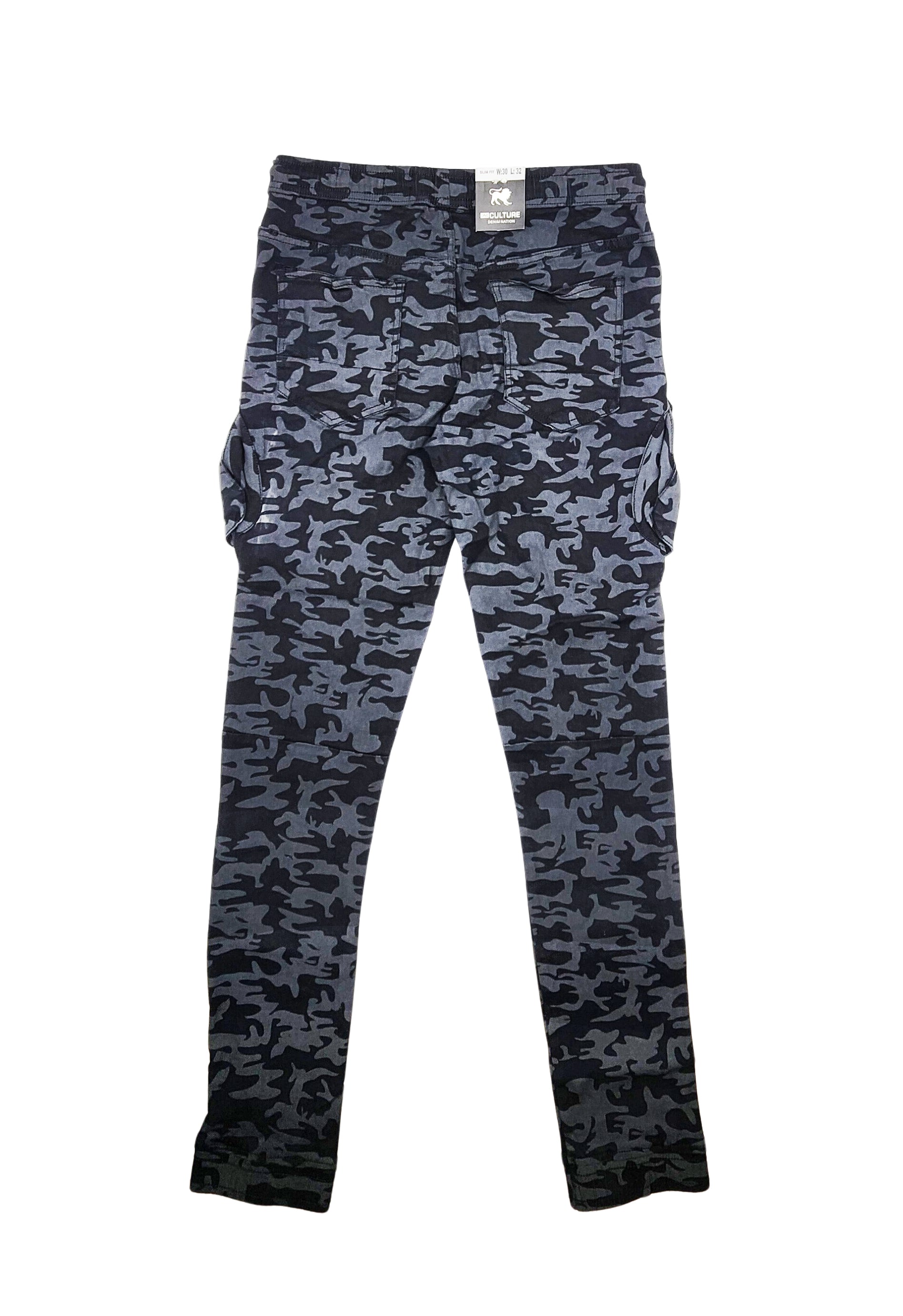 MEN'S ONE CULTURE CARGO DENIM JOGGER PANTS (BLACK CAMO)