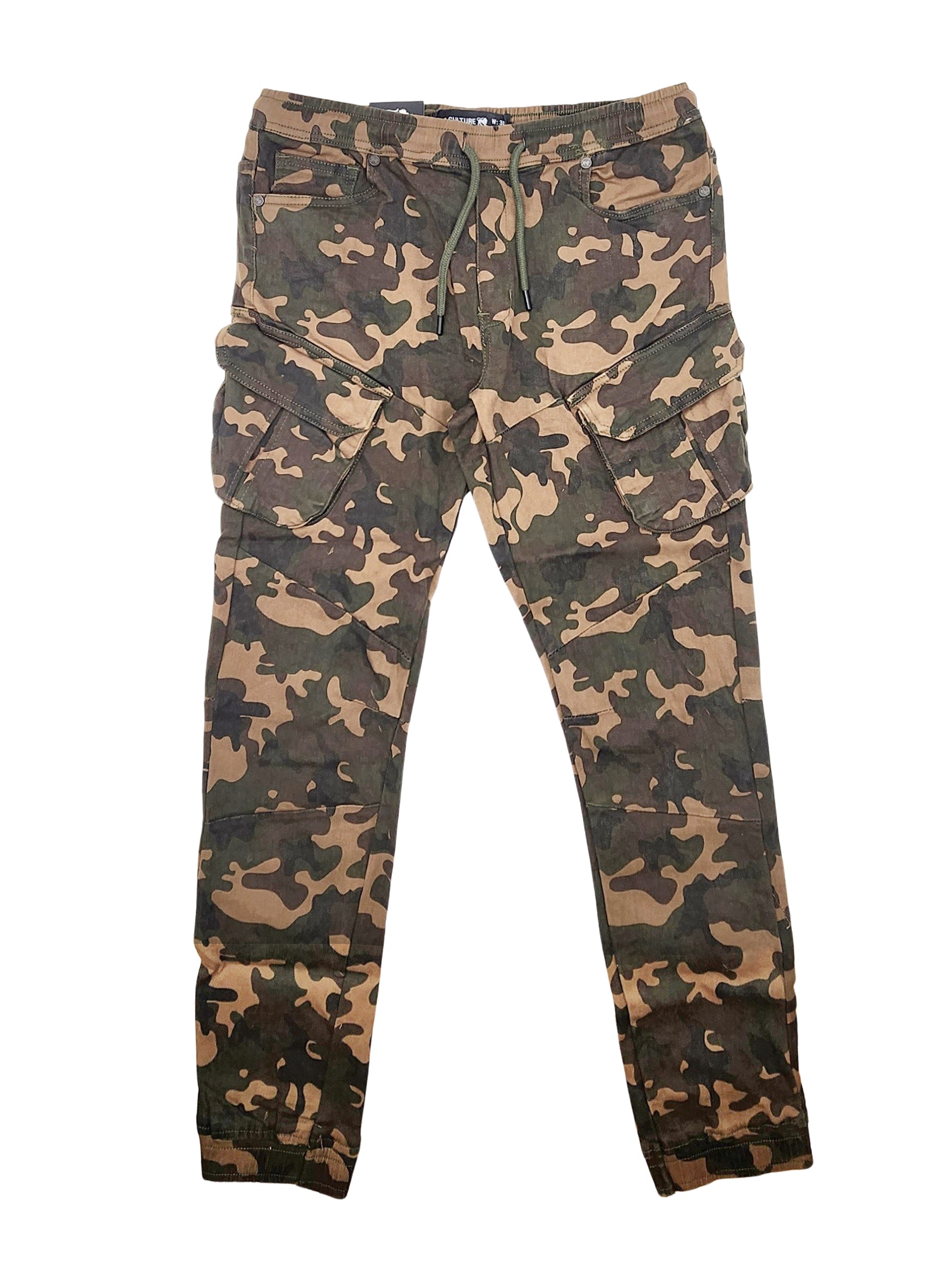 MEN'S ONE CULTURE CARGO DENIM JOGGER PANTS (GREEN CAMO)