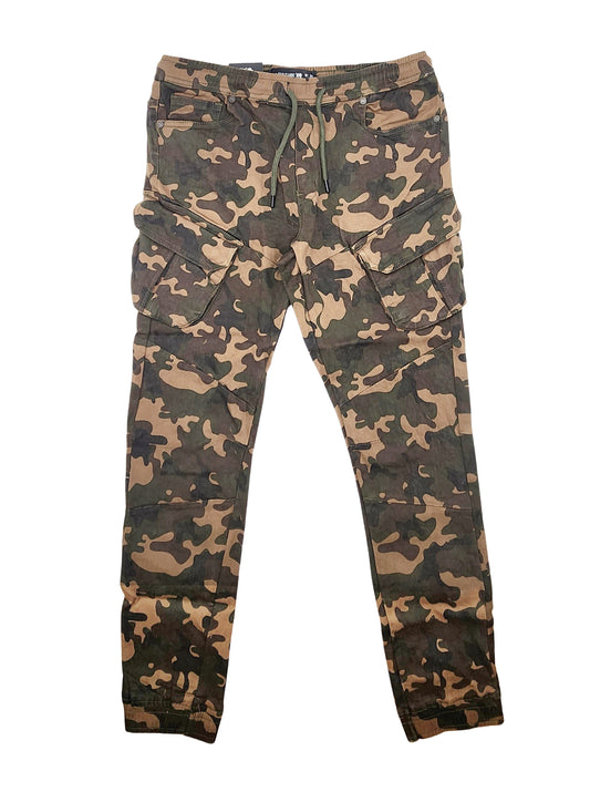 MEN'S ONE CULTURE CARGO DENIM JOGGER PANTS (GREEN CAMO)