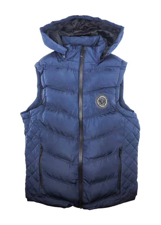 V.I.P. COLLECTION MEN'S FANCY VEST WITH DETACHABLE HOOD (NAVY)