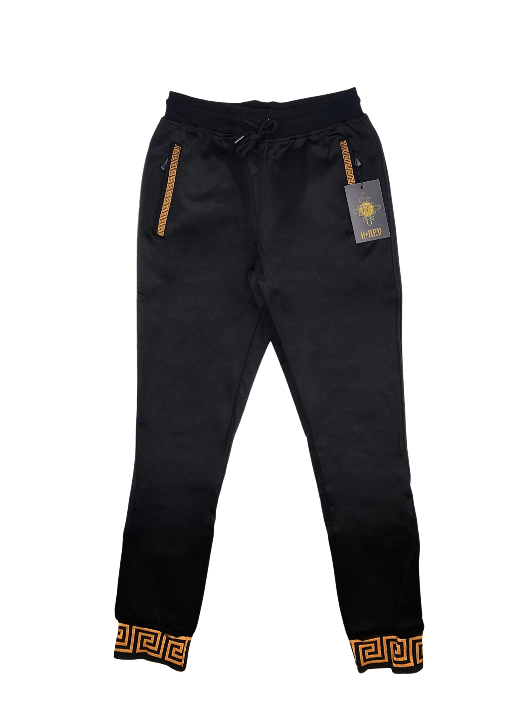 MEN'S 2-PIECE DESIGNER EMBROIDERED FASHION TRACKSET (BLACK)