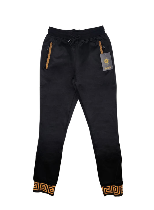 MEN'S 2-PIECE DESIGNER EMBROIDERED FASHION TRACKSET (BLACK)