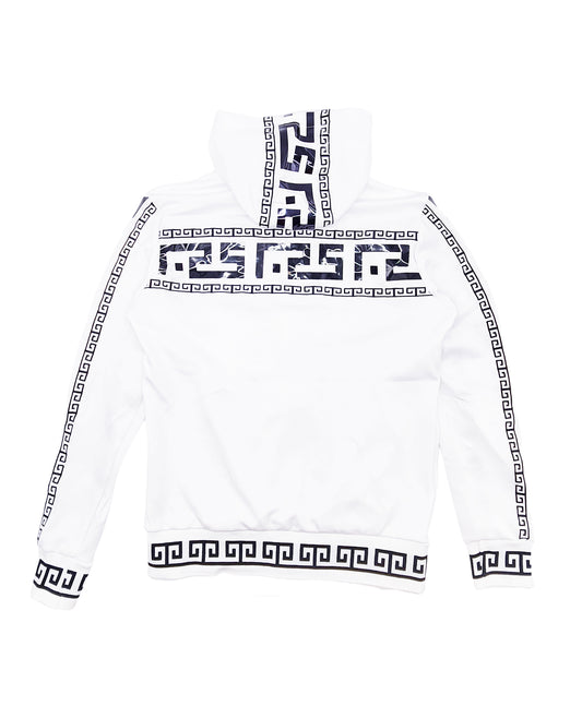 MEN'S EMBROIDERED ZIPPER HOODIE (WHITE)