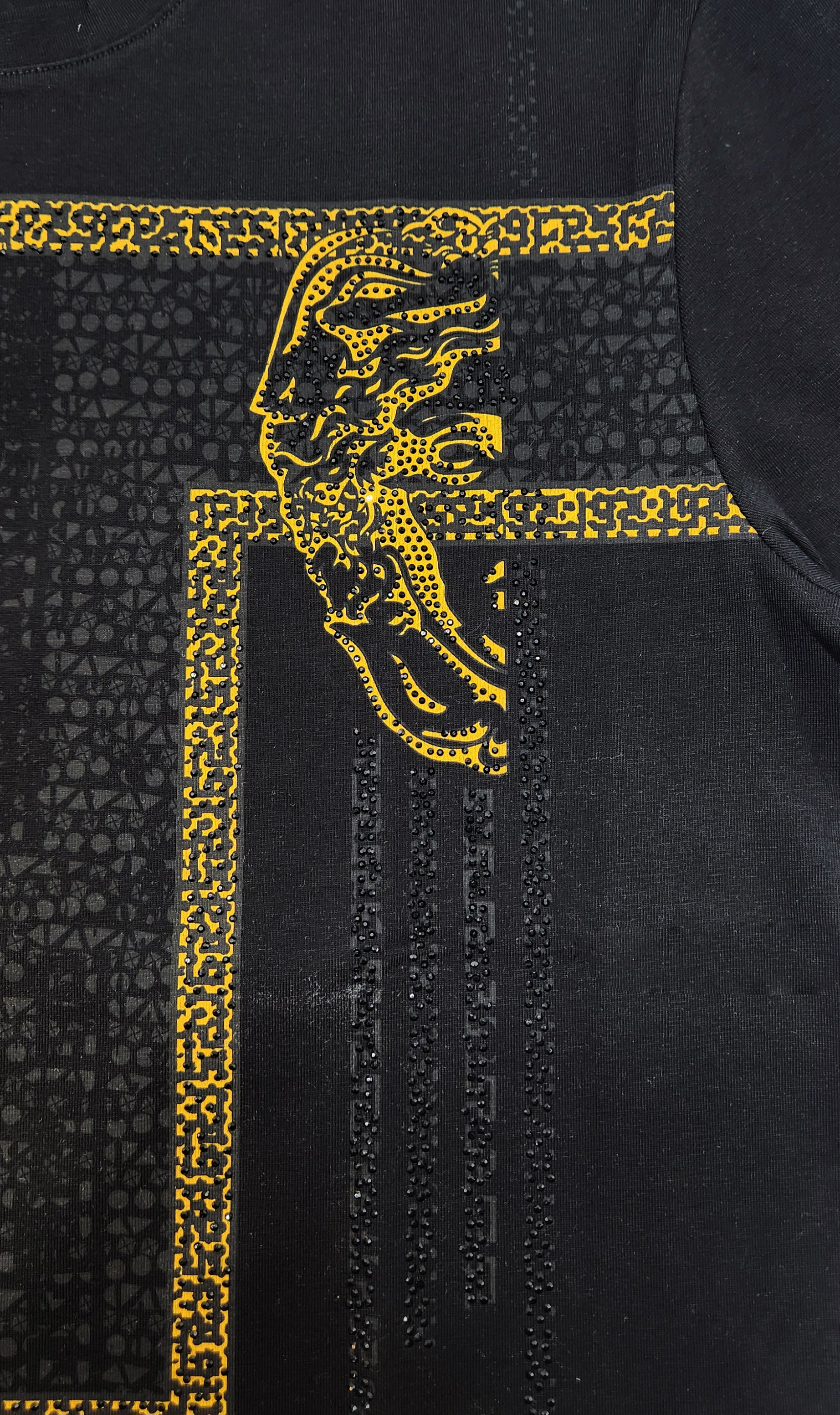 MEN'S RHINESTONE DESIGNER SHORT SLEEVE T-SHIRT (BLACK)