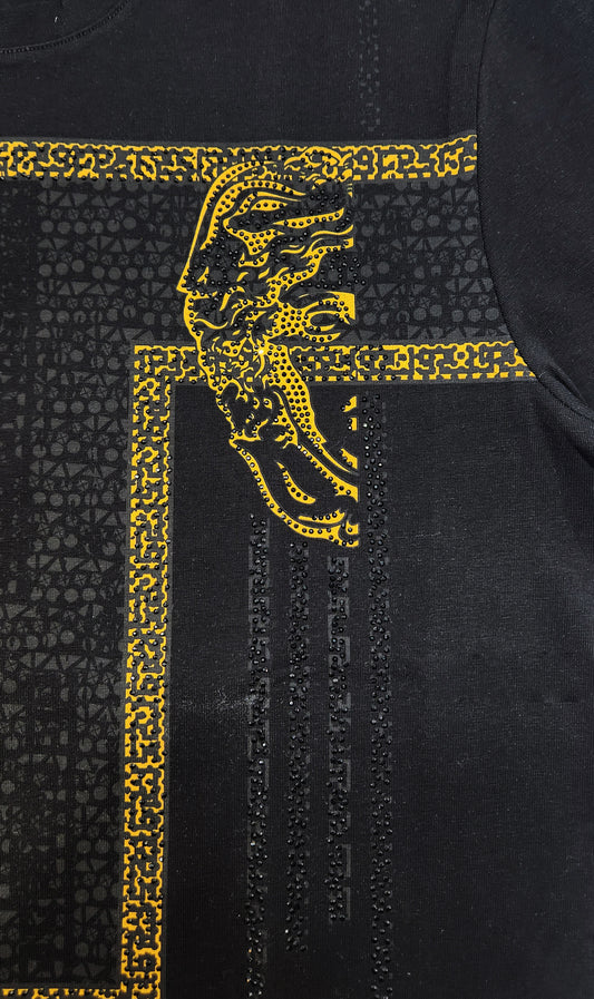 MEN'S RHINESTONE DESIGNER SHORT SLEEVE T-SHIRT (BLACK)