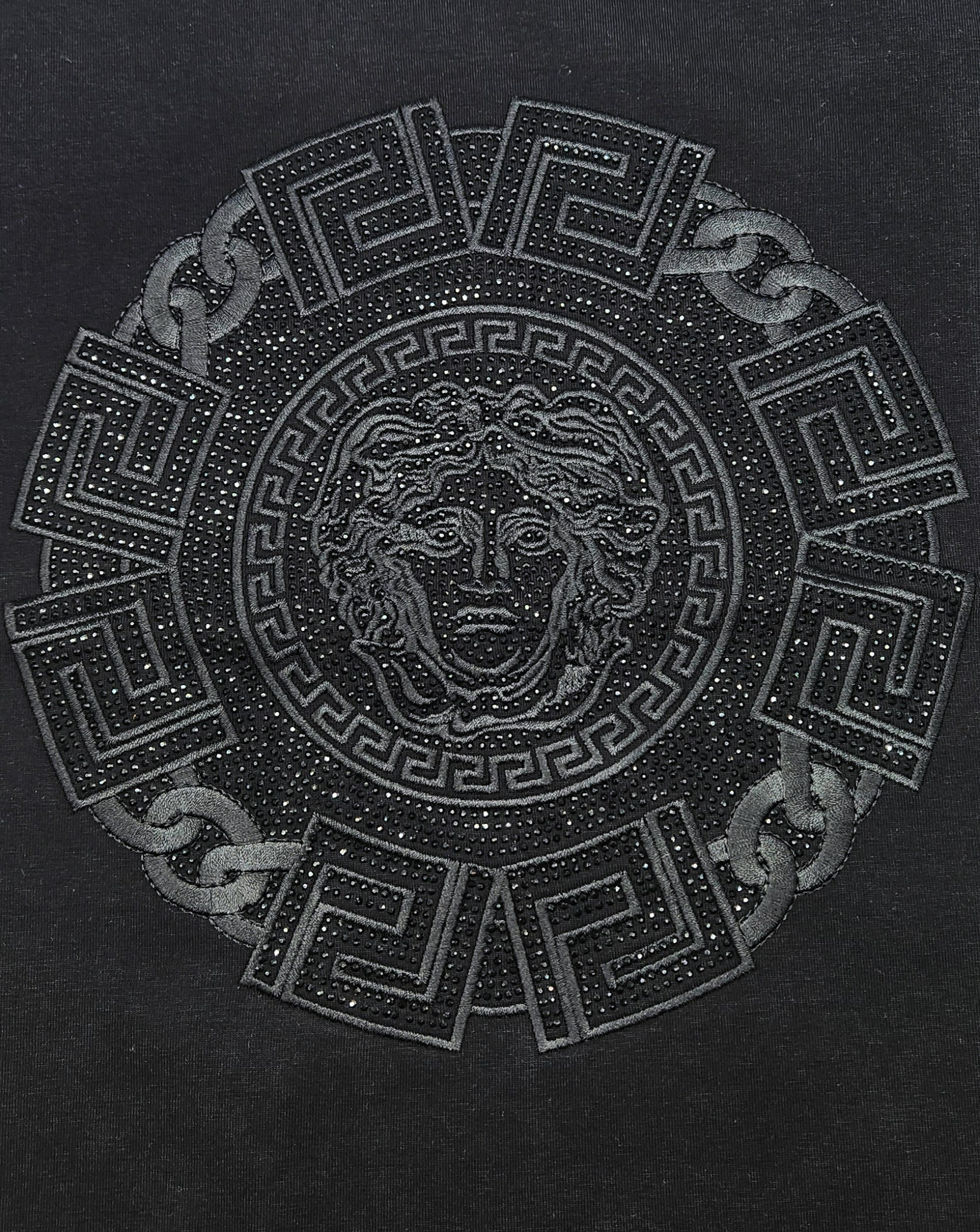 MEN'S RHINESTONE DESIGNER SHORT SLEEVE T-SHIRT (BLACK)