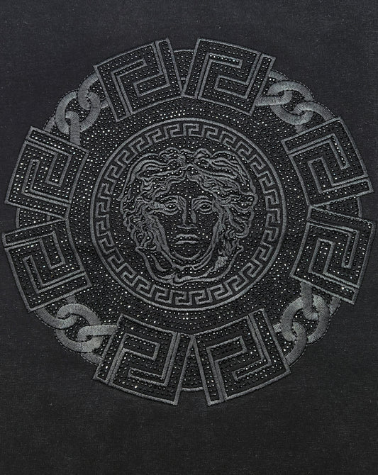 MEN'S RHINESTONE DESIGNER SHORT SLEEVE T-SHIRT (BLACK)