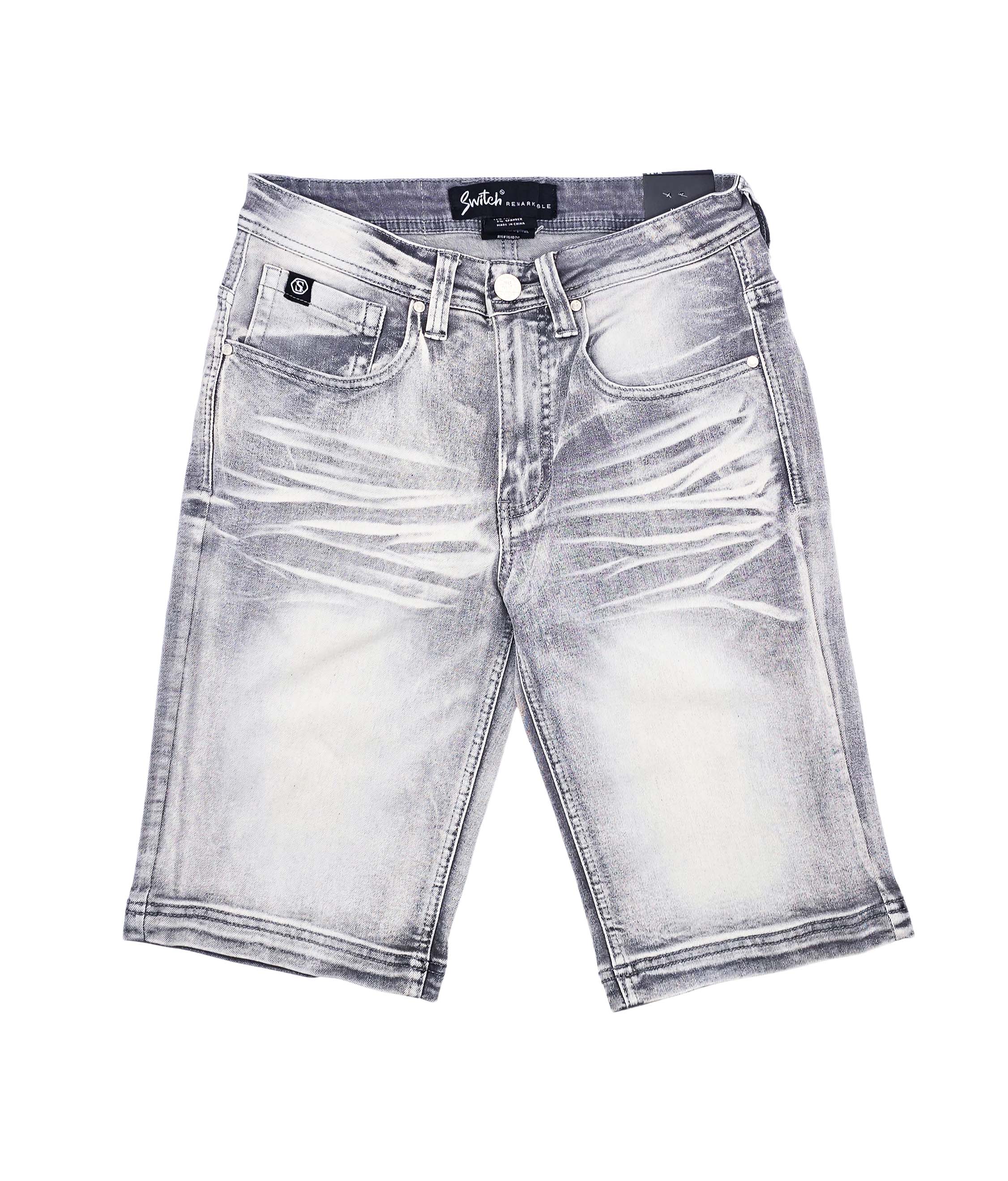 SWITCH MEN'S WASHED SPAN DENIM SHORTS (ICE GREY)