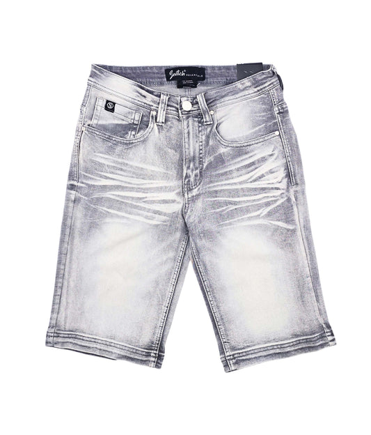 SWITCH MEN'S WASHED SPAN DENIM SHORTS (ICE GREY)
