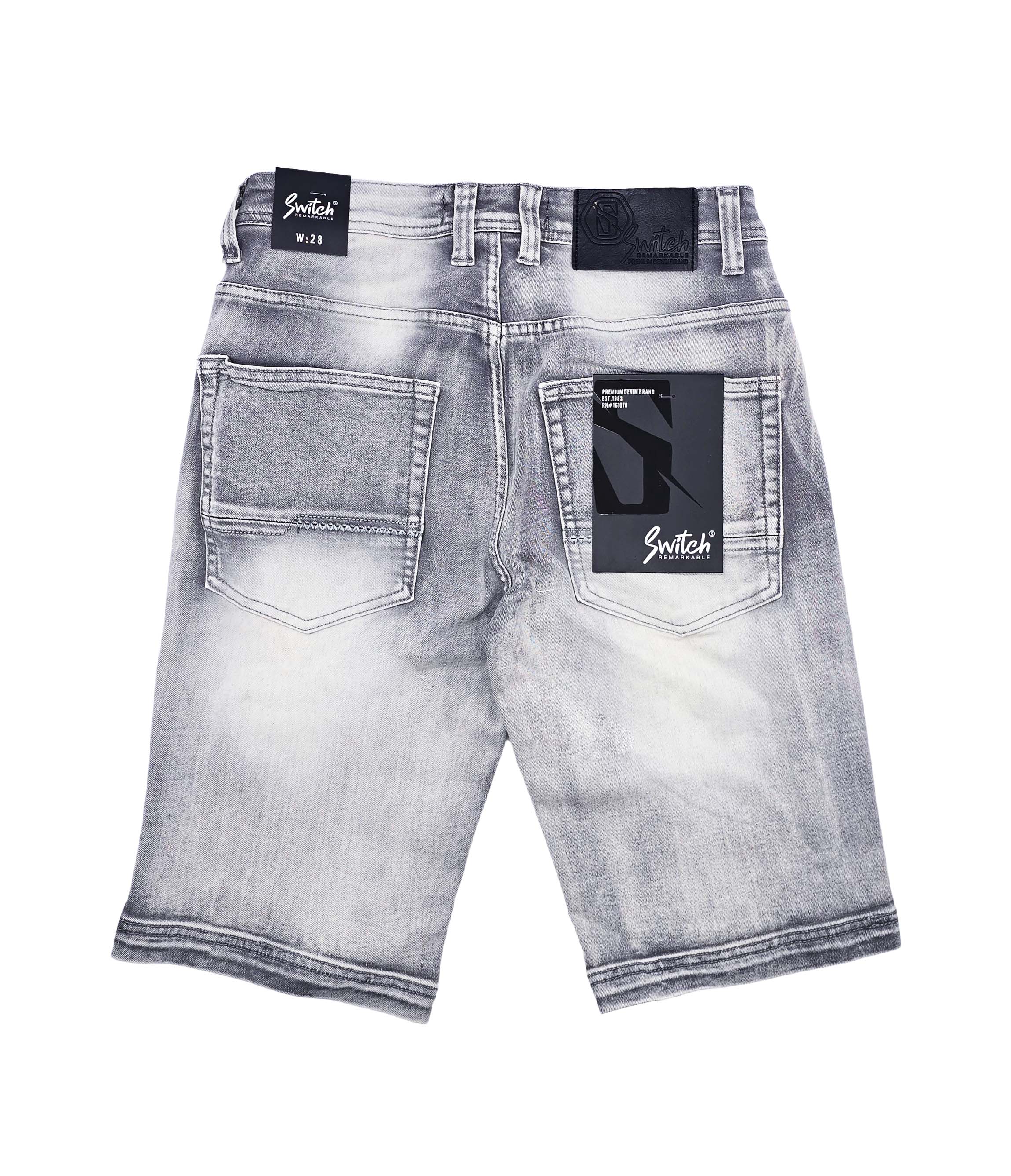 SWITCH MEN'S WASHED SPAN DENIM SHORTS (ICE GREY)