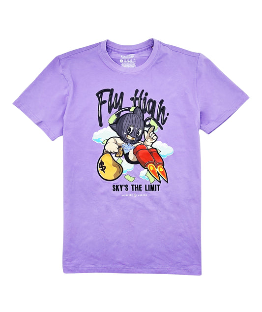 FLY HIGH SKY'S THE LIMIT CHENILLE & APPLIQUE GRAPHIC T-SHIRT (LAVENDER)
