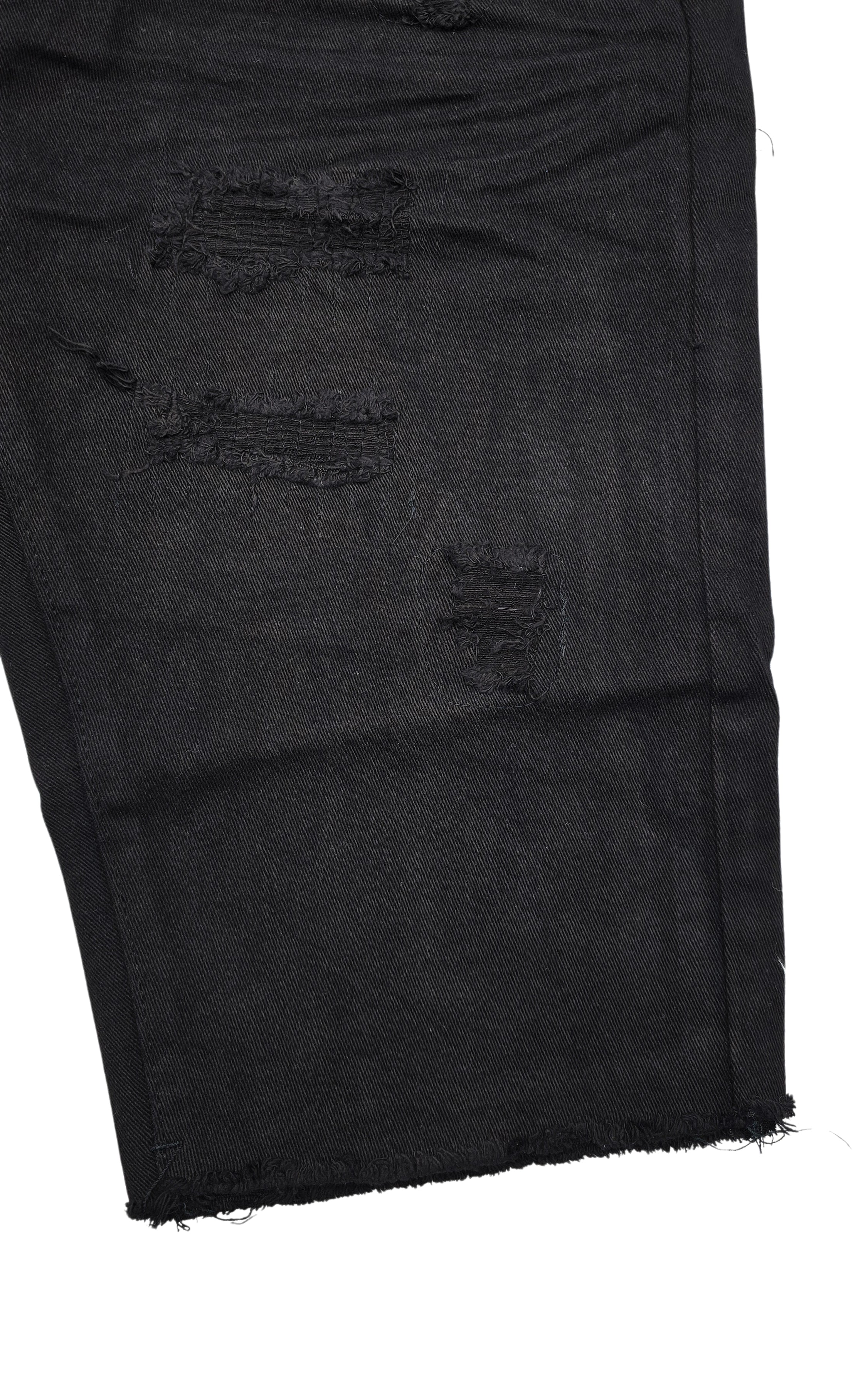 BLEECKER & MERCER MEN'S RIPPED DENIM SHORTS (JET BLACK)