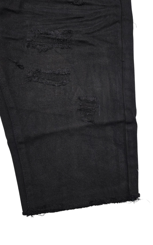 BLEECKER & MERCER MEN'S RIPPED DENIM SHORTS (JET BLACK)