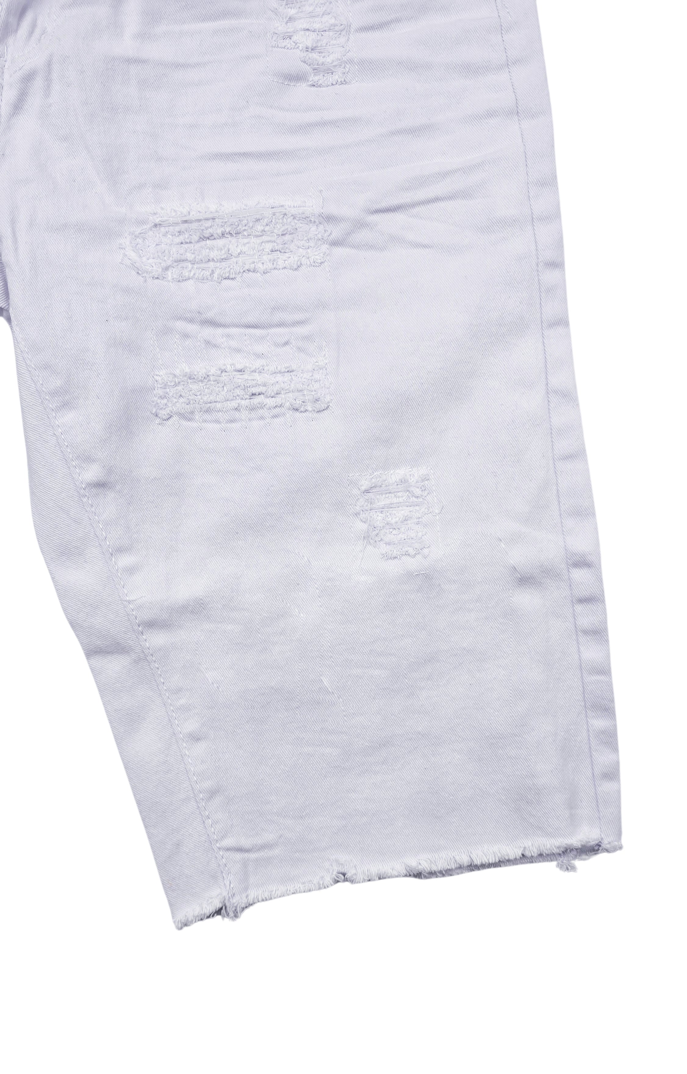 BLEECKER & MERCER MEN'S RIPPED DENIM SHORTS (WHITE)