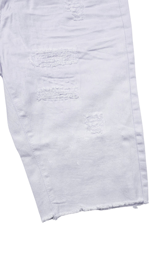 BLEECKER & MERCER MEN'S RIPPED DENIM SHORTS (WHITE)