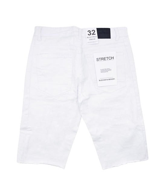 BLEECKER & MERCER MEN'S RIPPED DENIM SHORTS (WHITE)