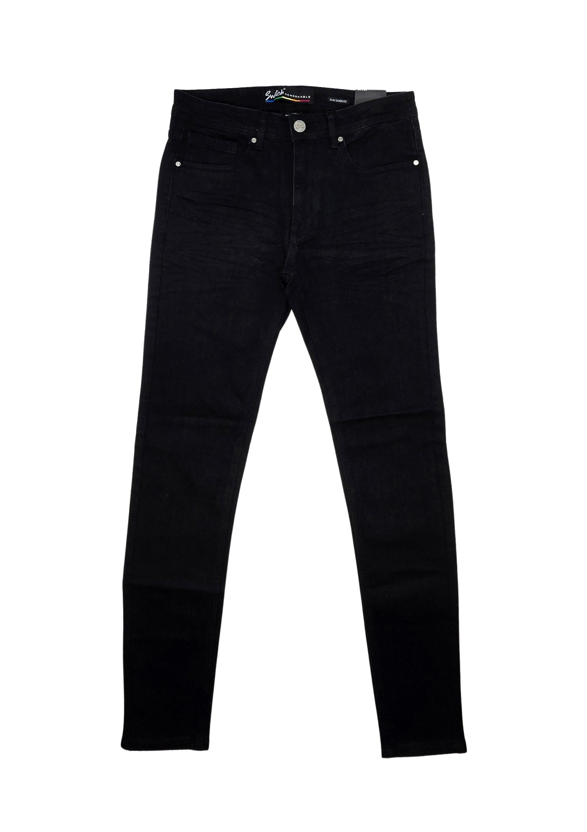 SWITCH REMARKABLE MEN'S SLIM TAPERED DENIM JEANS (JET BLACK)