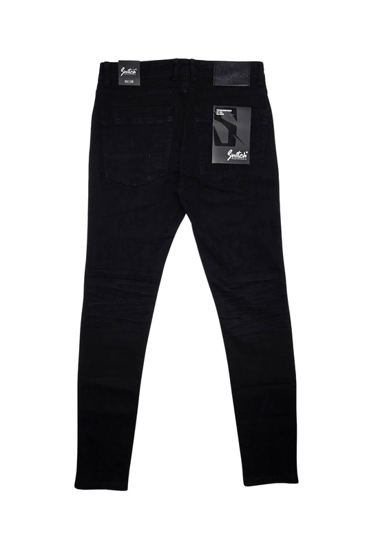 SWITCH REMARKABLE MEN'S SLIM TAPERED DENIM JEANS (JET BLACK)