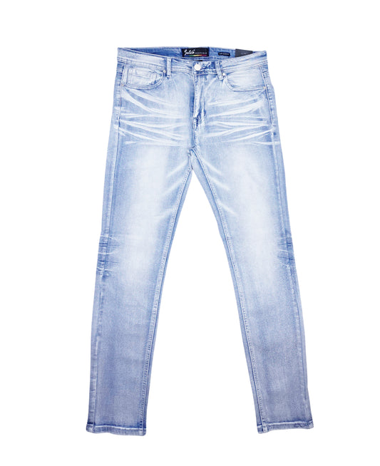 SWITCH REMARKABLE MEN'S SLIM TAPERED WASHED DENIM JEANS (ICE BLUE)